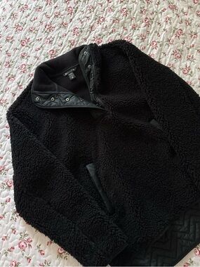 Athleta Black Teddy Sherpa Jacket with Snap Collar